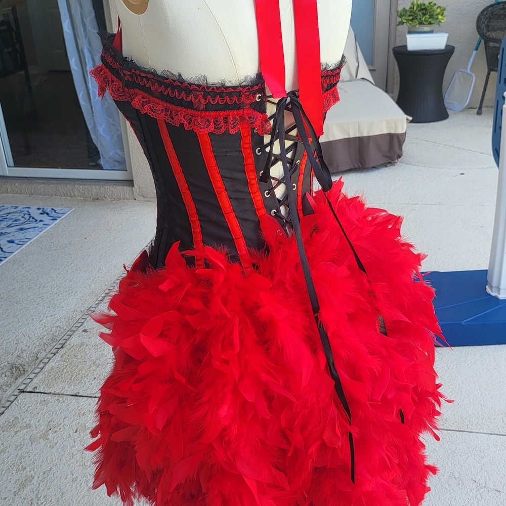 Vintage Burlesque Moulin Rouge Can-Can corset with boots costume, small? - Picture 4 of 16